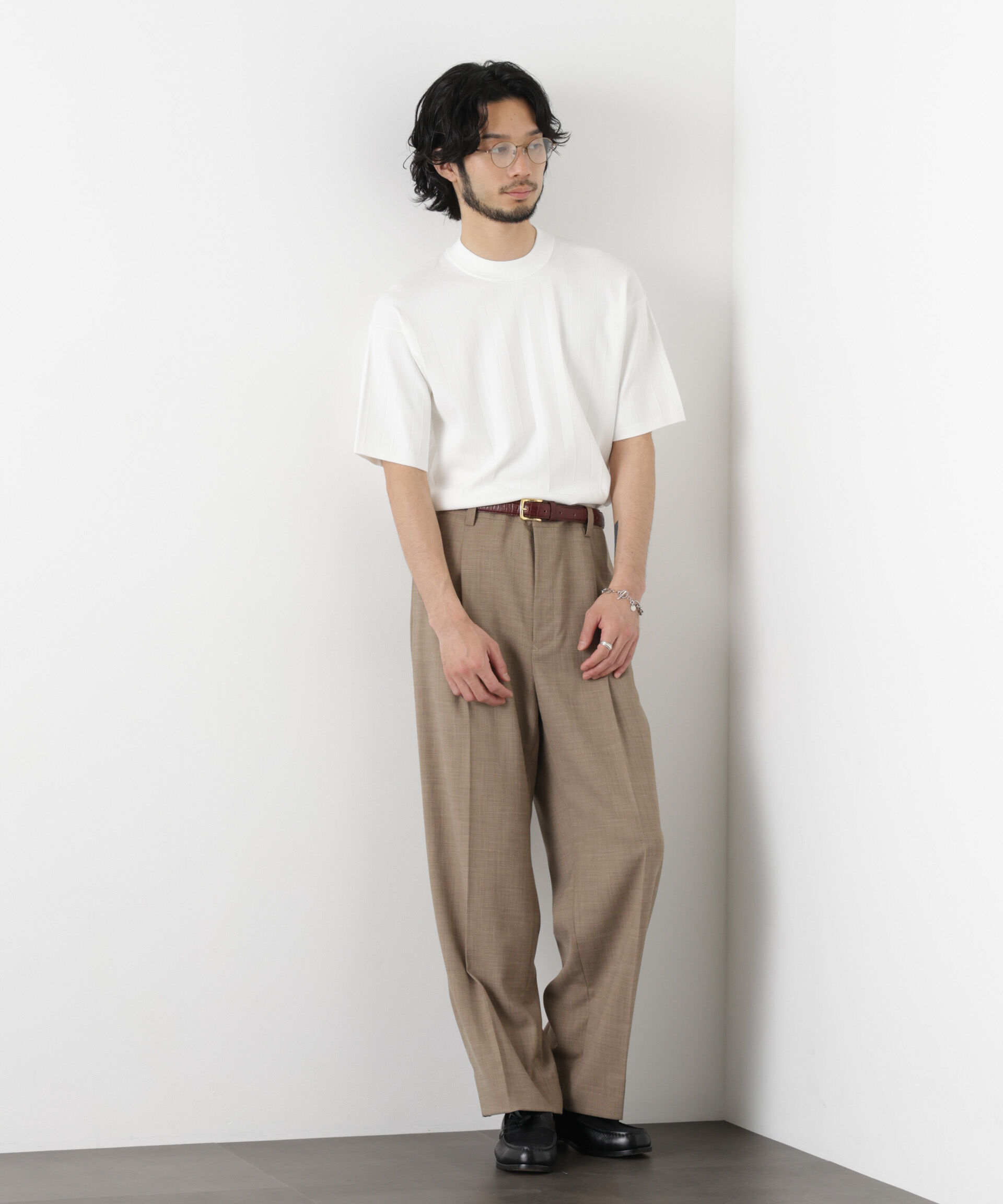 nano･universe「｢ASSEMBLANC｣ 針抜きクルーネックニット」|ニット・セーター|