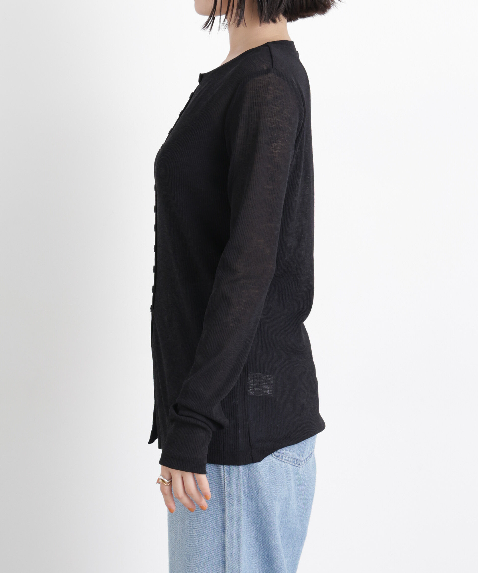 nano･universe「シアーリブカットソー多ボタンデザイントップス」|Tシャツ・カットソー|