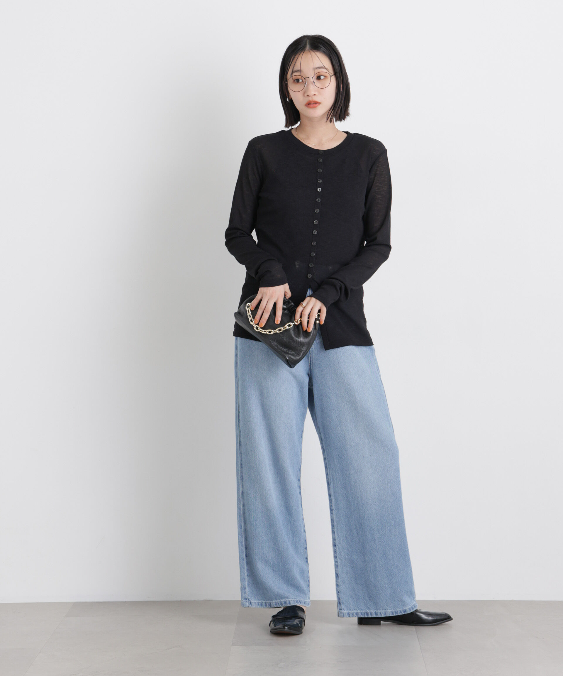 nano･universe「シアーリブカットソー多ボタンデザイントップス」|Tシャツ・カットソー|