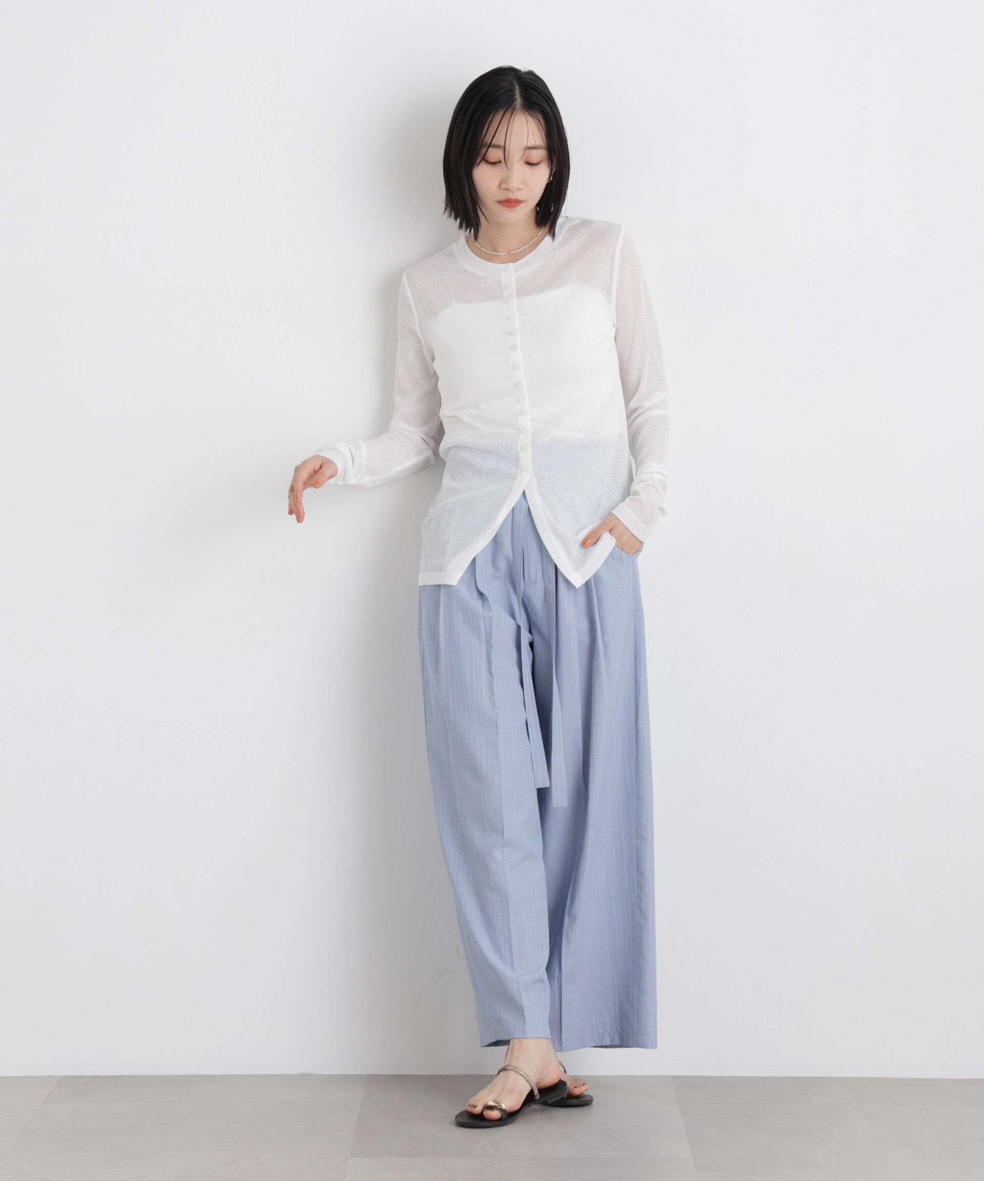 nano･universe「シアーリブカットソー多ボタンデザイントップス」|Tシャツ・カットソー|