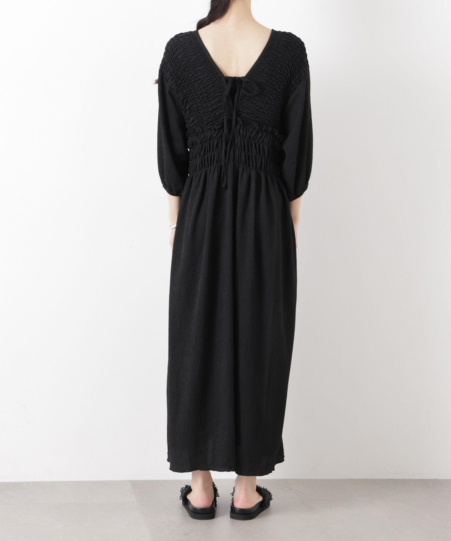 nano･universe「楊柳Vネックシャーリングワンピース」|ワンピース|