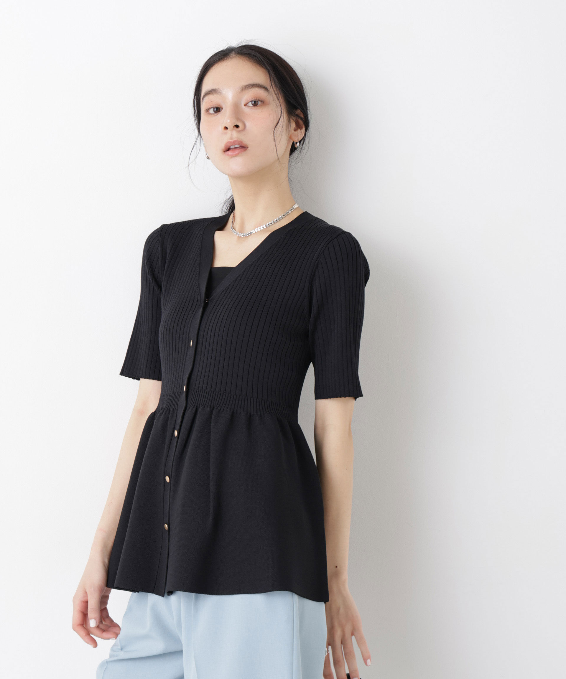 nano･universe「SUMMER VEIL KNIT ペプラムニットカーディガン」|ニット・セーター|