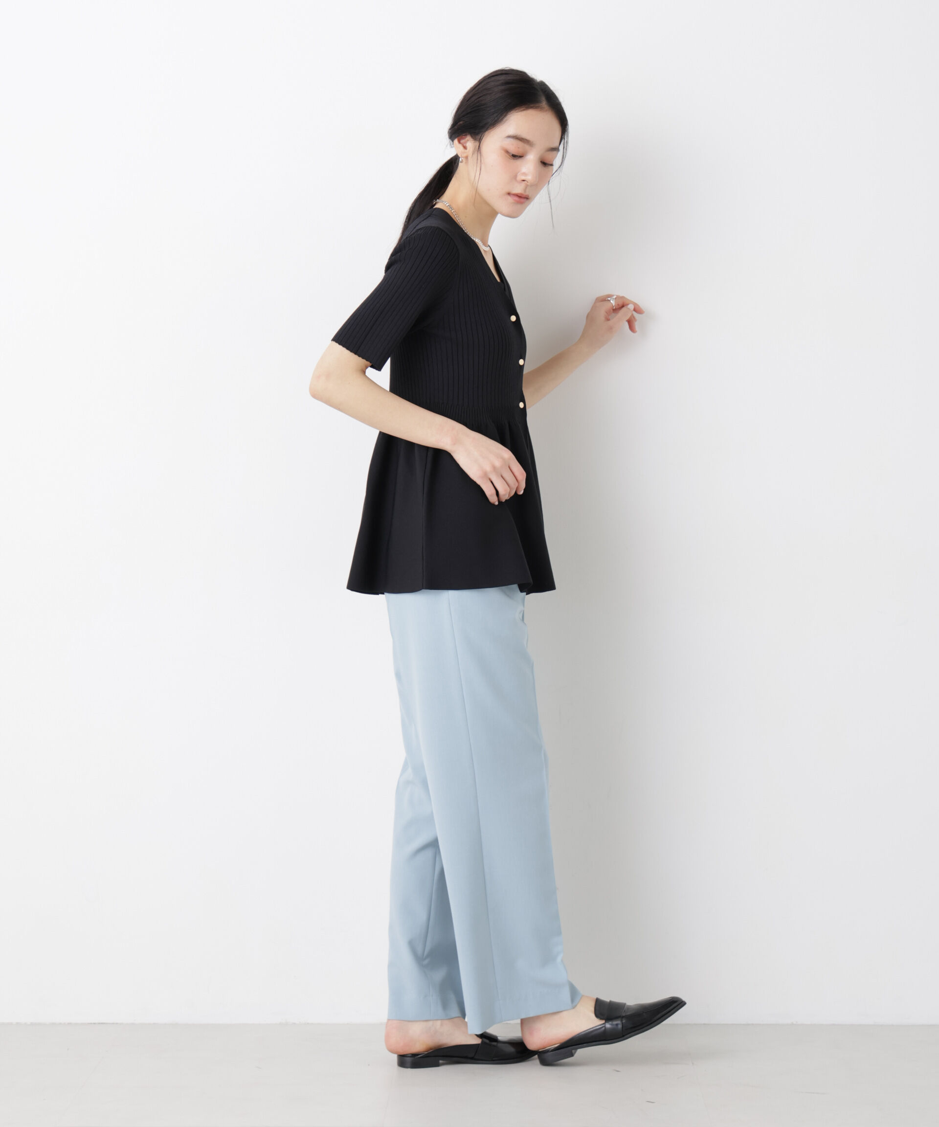 nano･universe「SUMMER VEIL KNIT ペプラムニットカーディガン」|ニット・セーター|