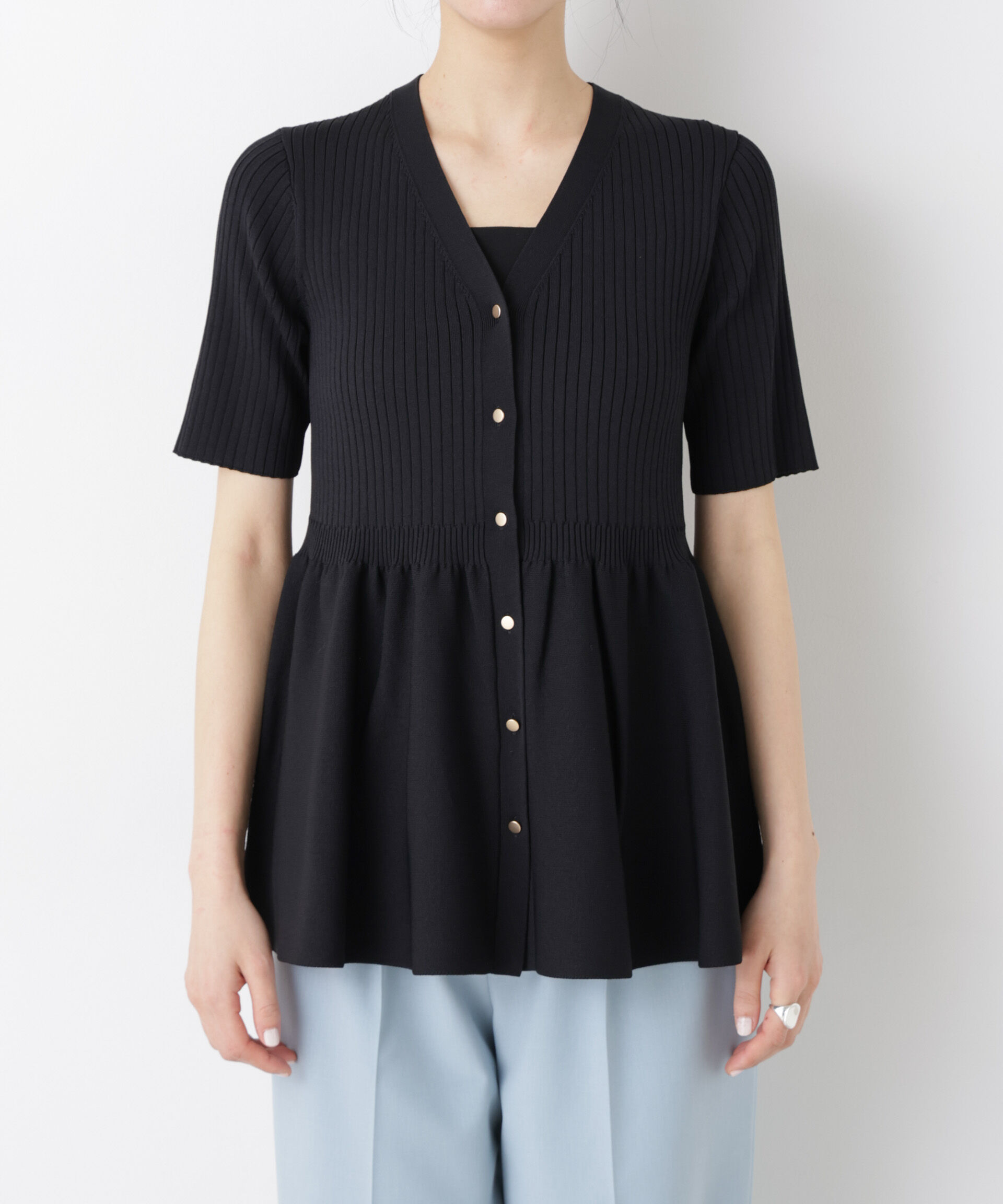 nano･universe「SUMMER VEIL KNIT ペプラムニットカーディガン」|ニット・セーター|