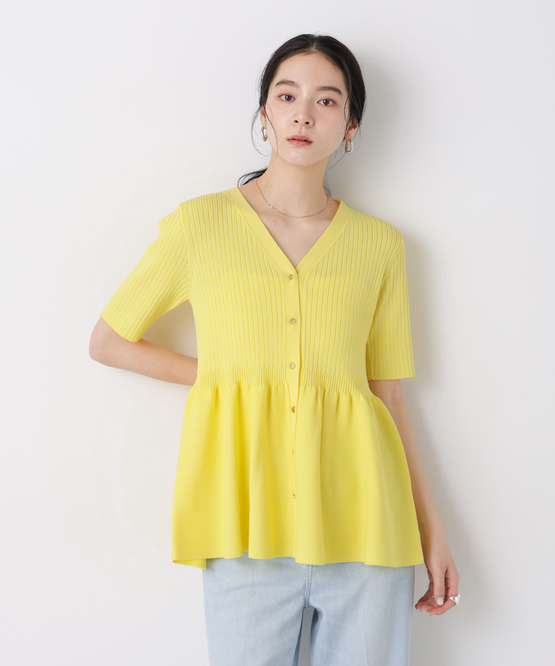 nano･universe「SUMMER VEIL KNIT ペプラムニットカーディガン」|ニット・セーター|