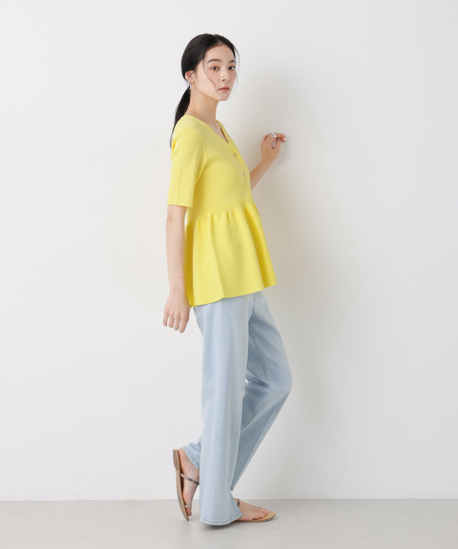 nano･universe「SUMMER VEIL KNIT ペプラムニットカーディガン」|ニット・セーター|