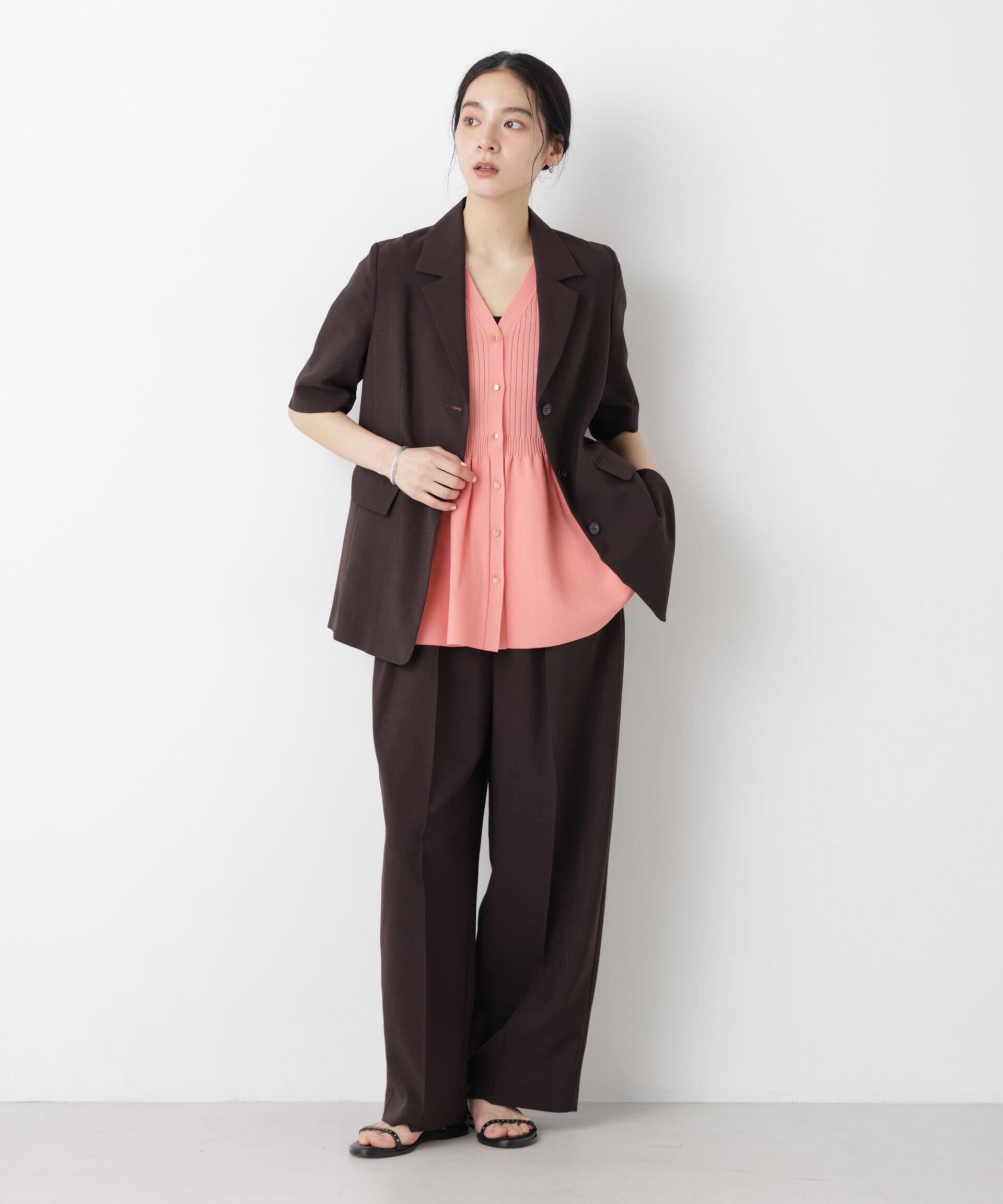 nano･universe「SUMMER VEIL KNIT ペプラムニットカーディガン」|ニット・セーター|