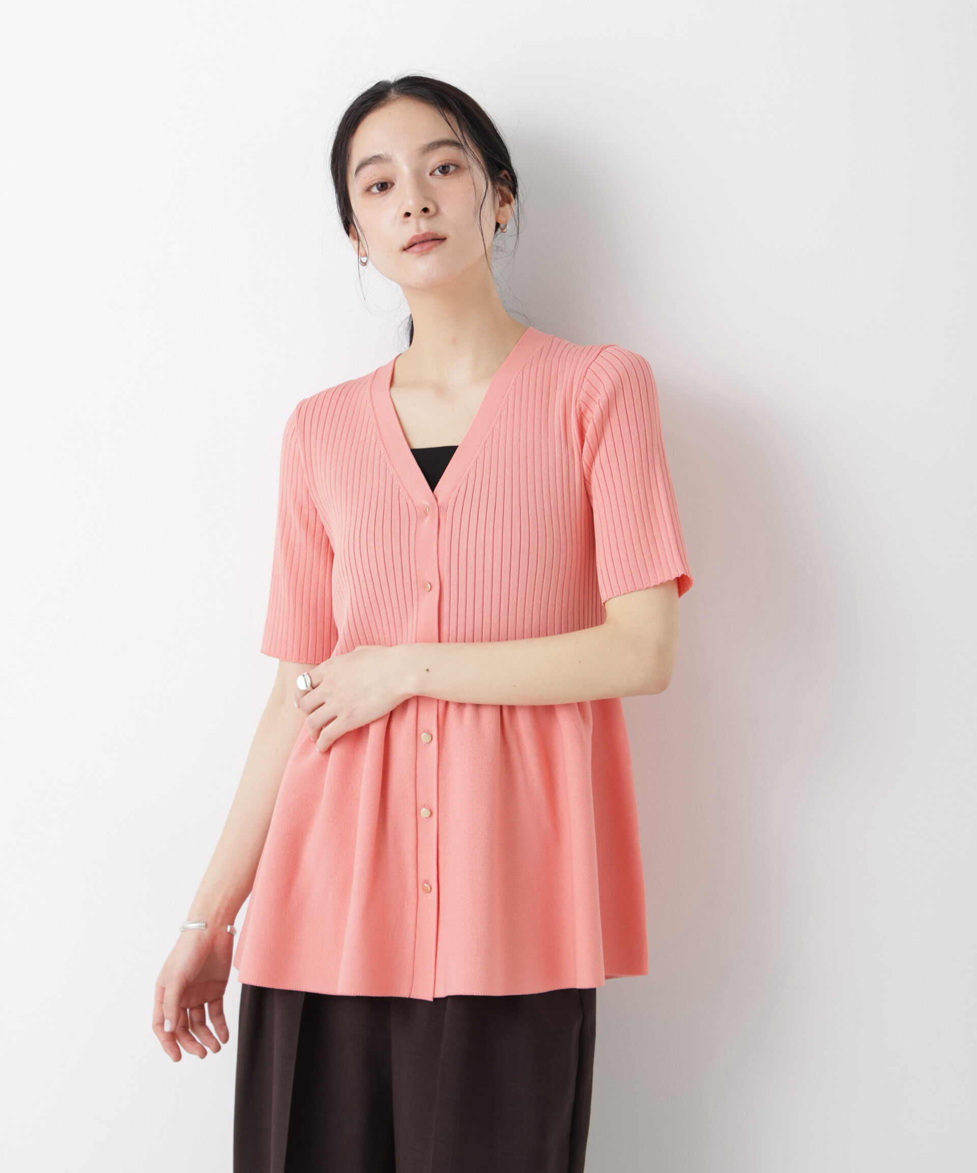 nano･universe「SUMMER VEIL KNIT ペプラムニットカーディガン」|ニット・セーター|