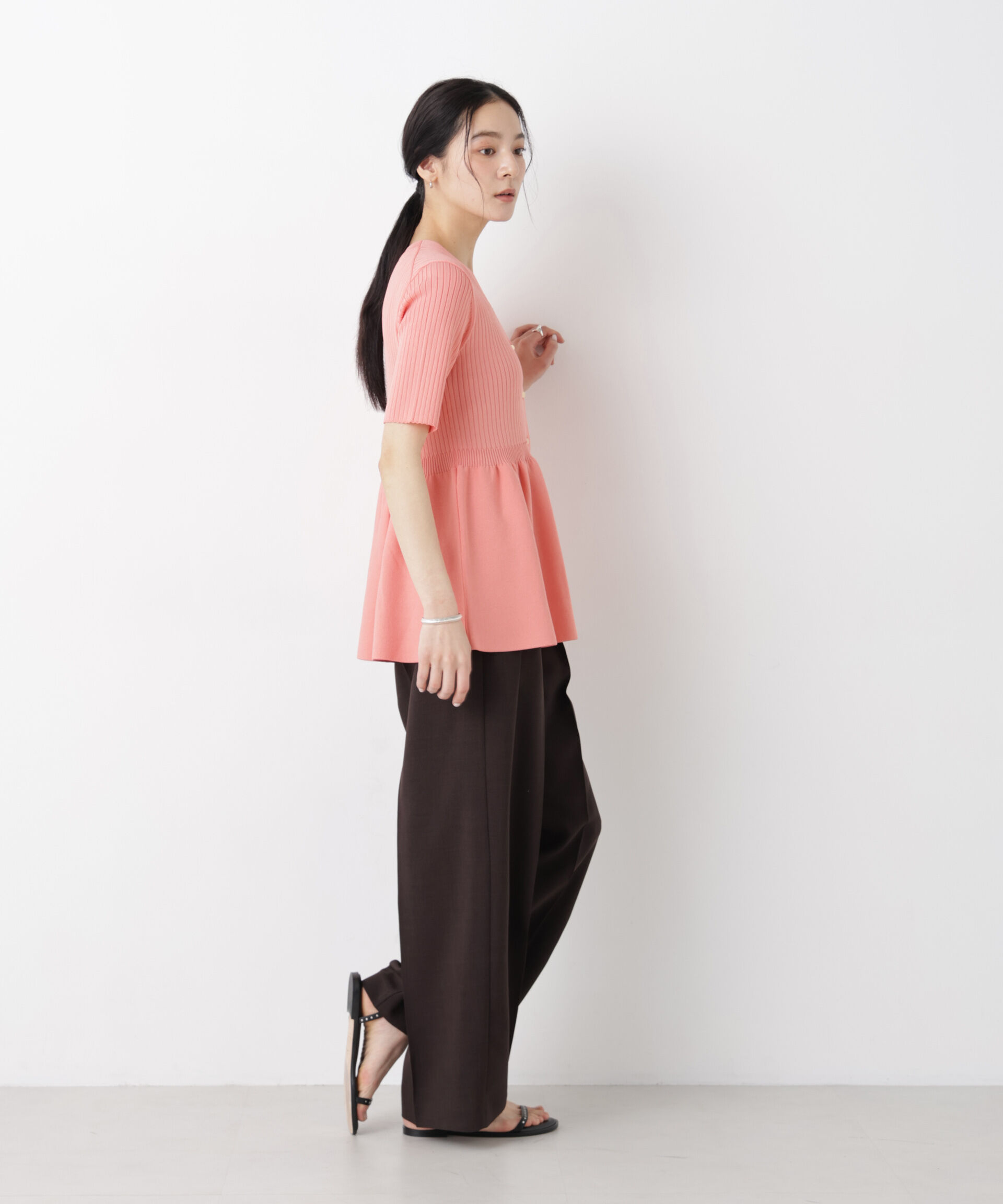 nano･universe「SUMMER VEIL KNIT ペプラムニットカーディガン」|ニット・セーター|