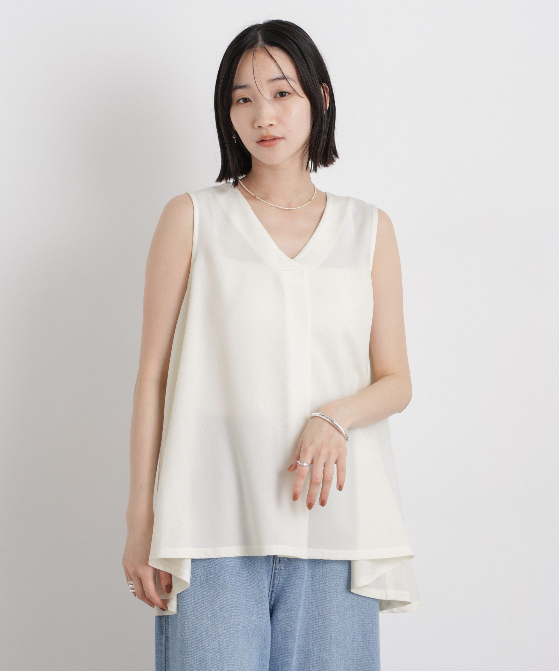 nano･universe「多機能リネンライクケープカラーセットデザインブラウス」|シャツ・ブラウス|