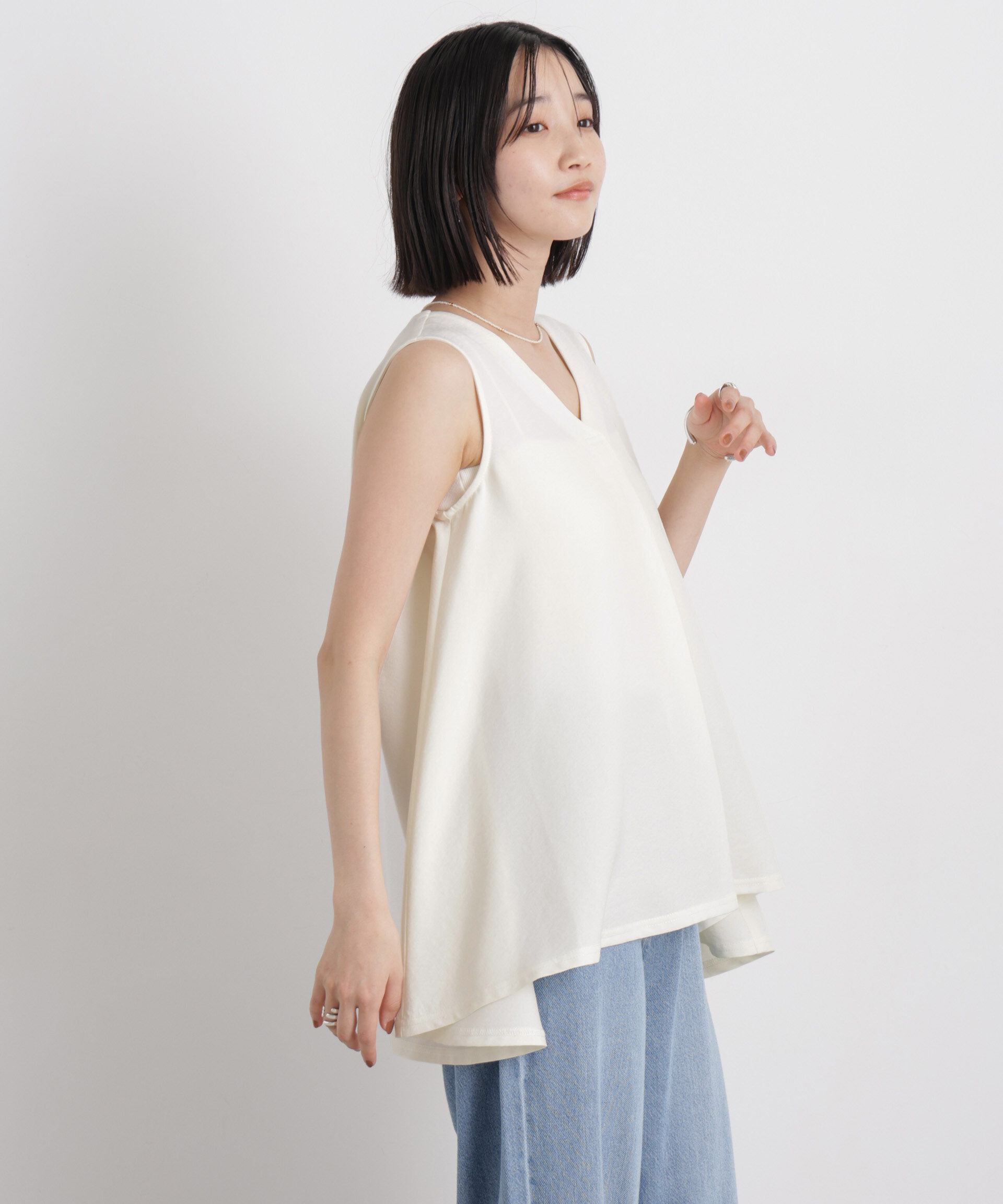 nano･universe「多機能リネンライクケープカラーセットデザインブラウス」|シャツ・ブラウス|