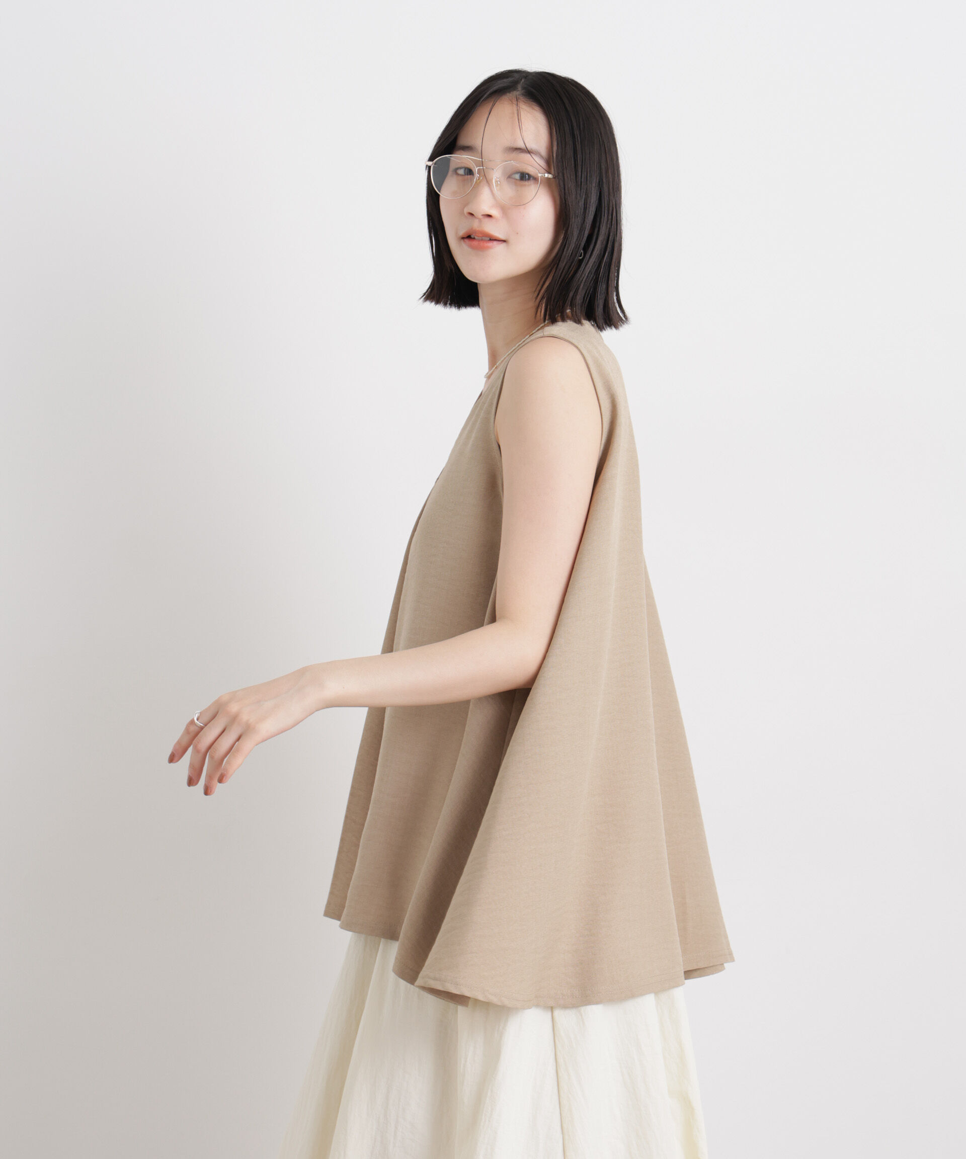 nano･universe「多機能リネンライクケープカラーセットデザインブラウス」|シャツ・ブラウス|