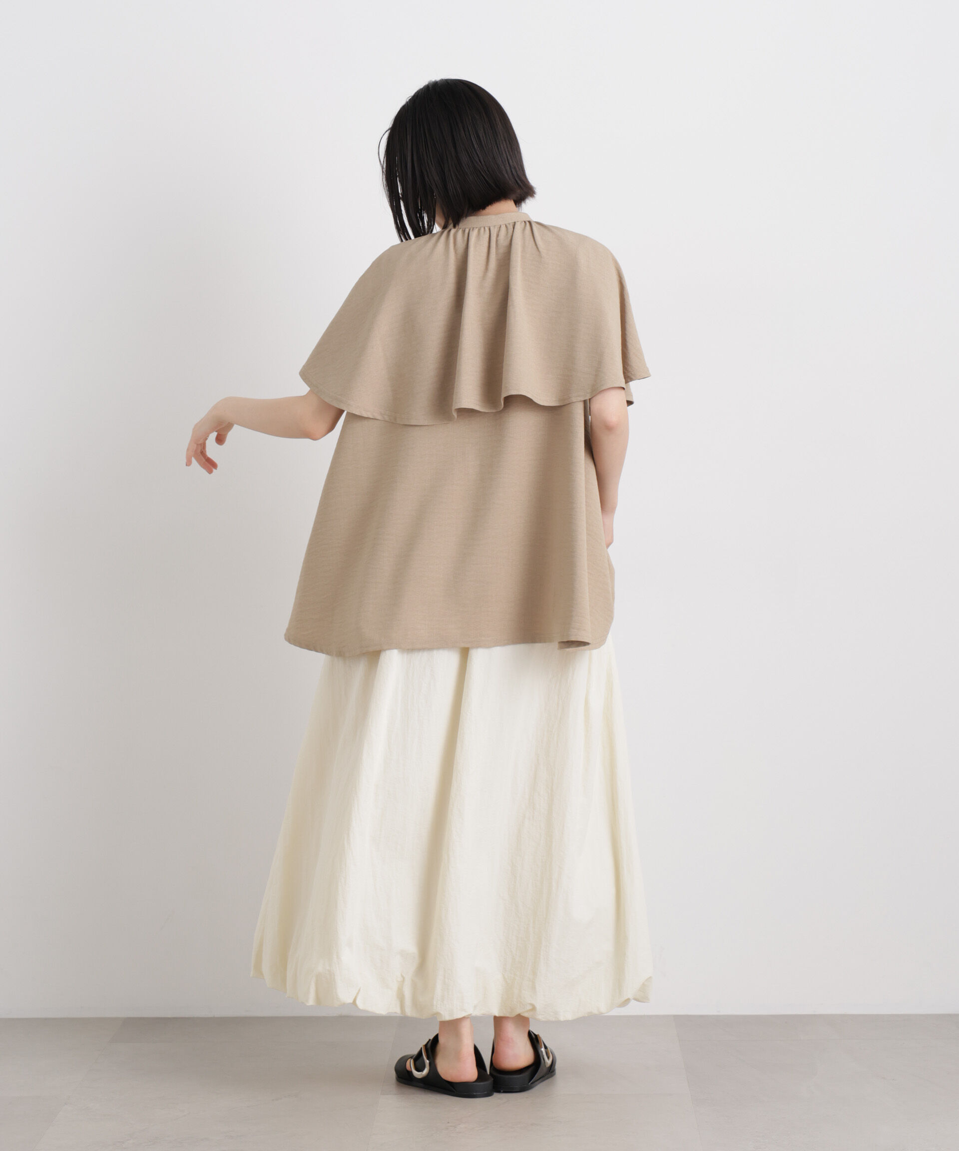 nano･universe「多機能リネンライクケープカラーセットデザインブラウス」|シャツ・ブラウス|