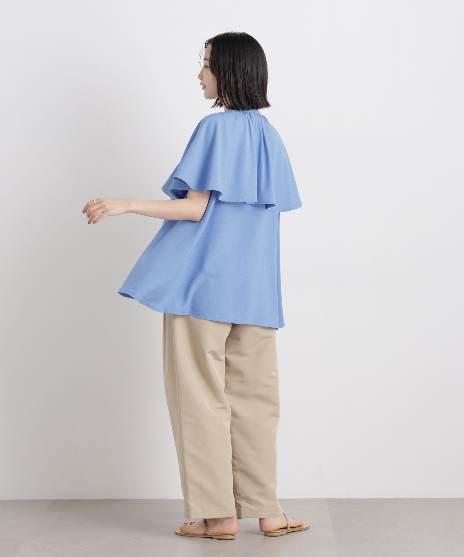 nano･universe「多機能リネンライクケープカラーセットデザインブラウス」|シャツ・ブラウス|