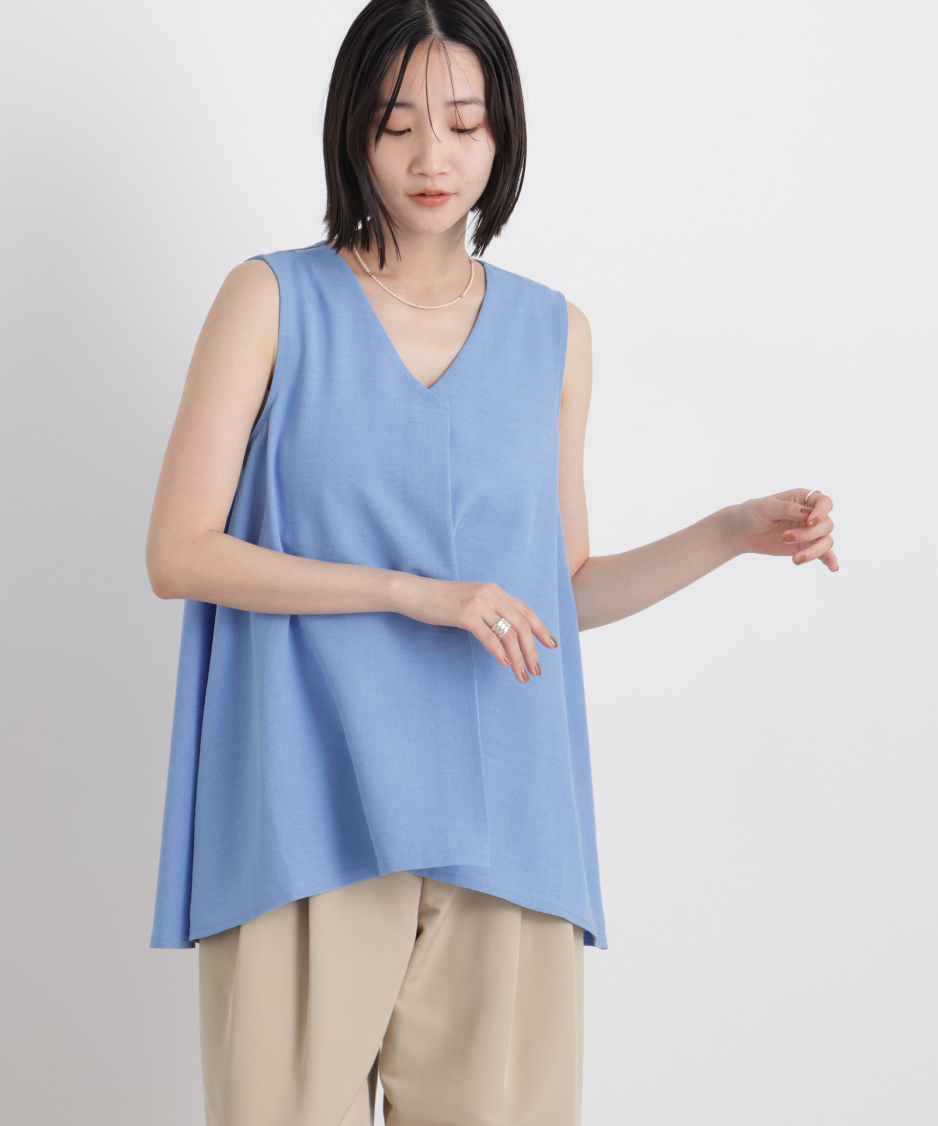 nano･universe「多機能リネンライクケープカラーセットデザインブラウス」|シャツ・ブラウス|