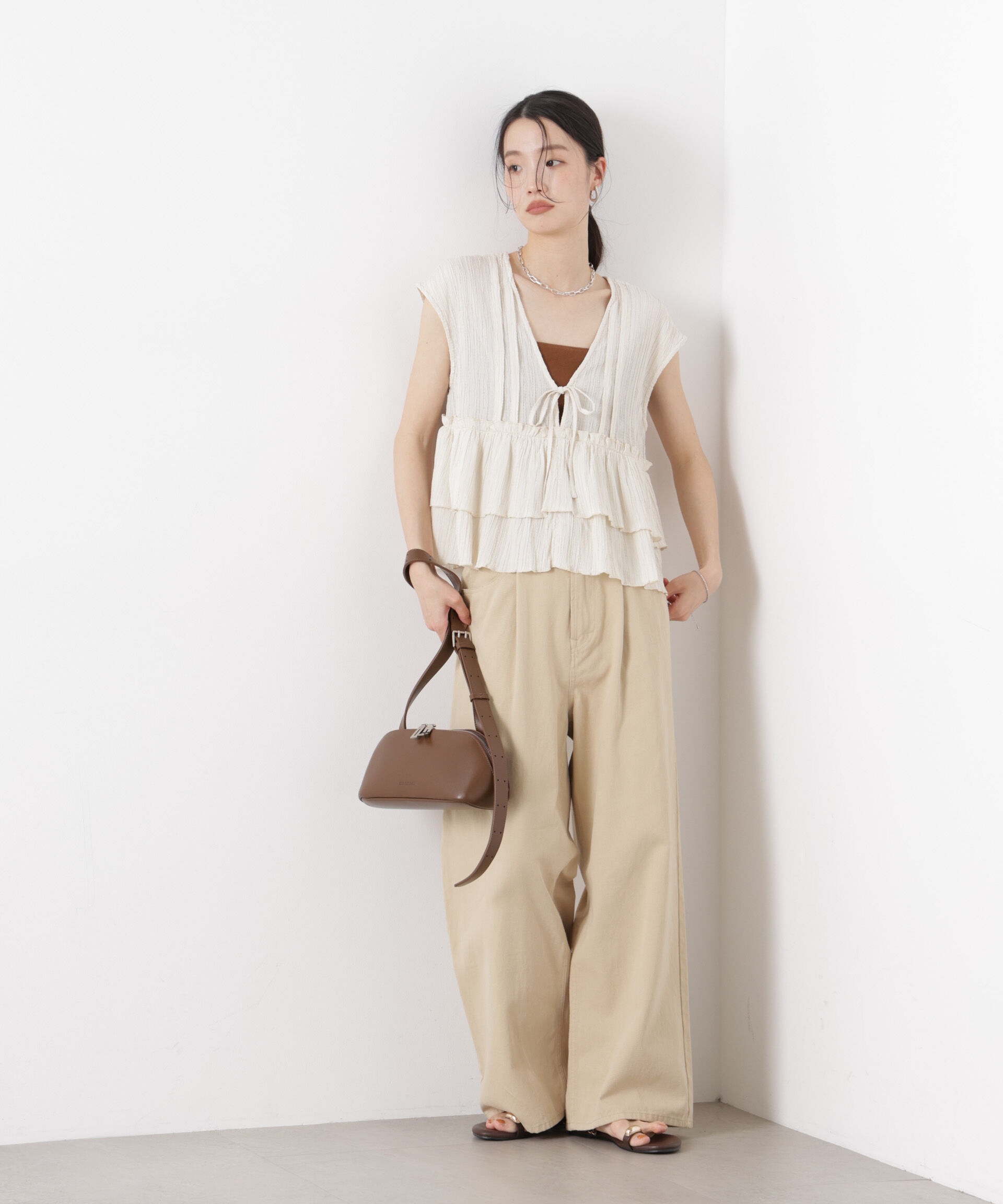 nano･universe「シャーリング楊柳ティアードフリルブラウス」|シャツ・ブラウス|