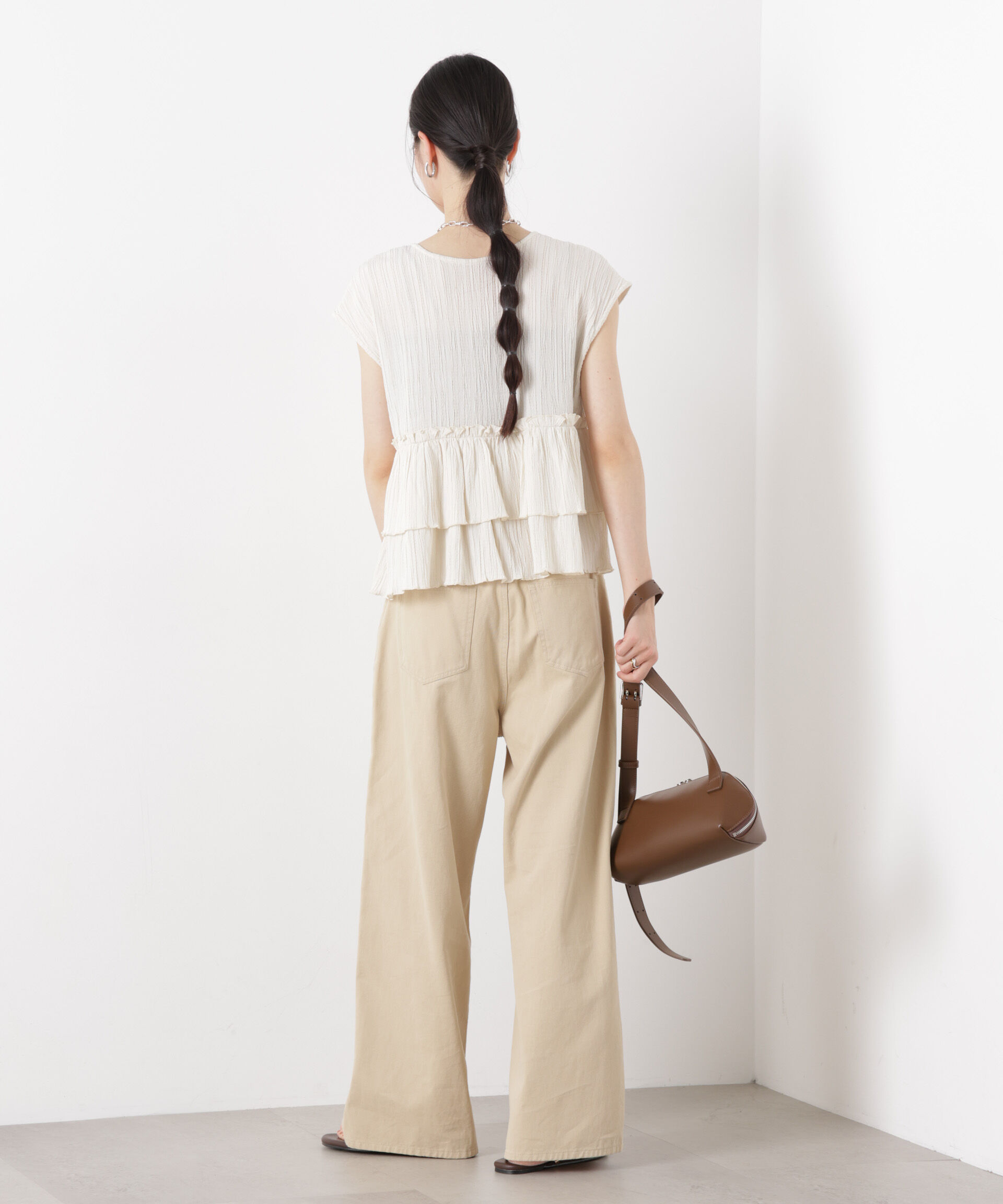 nano･universe「シャーリング楊柳ティアードフリルブラウス」|シャツ・ブラウス|