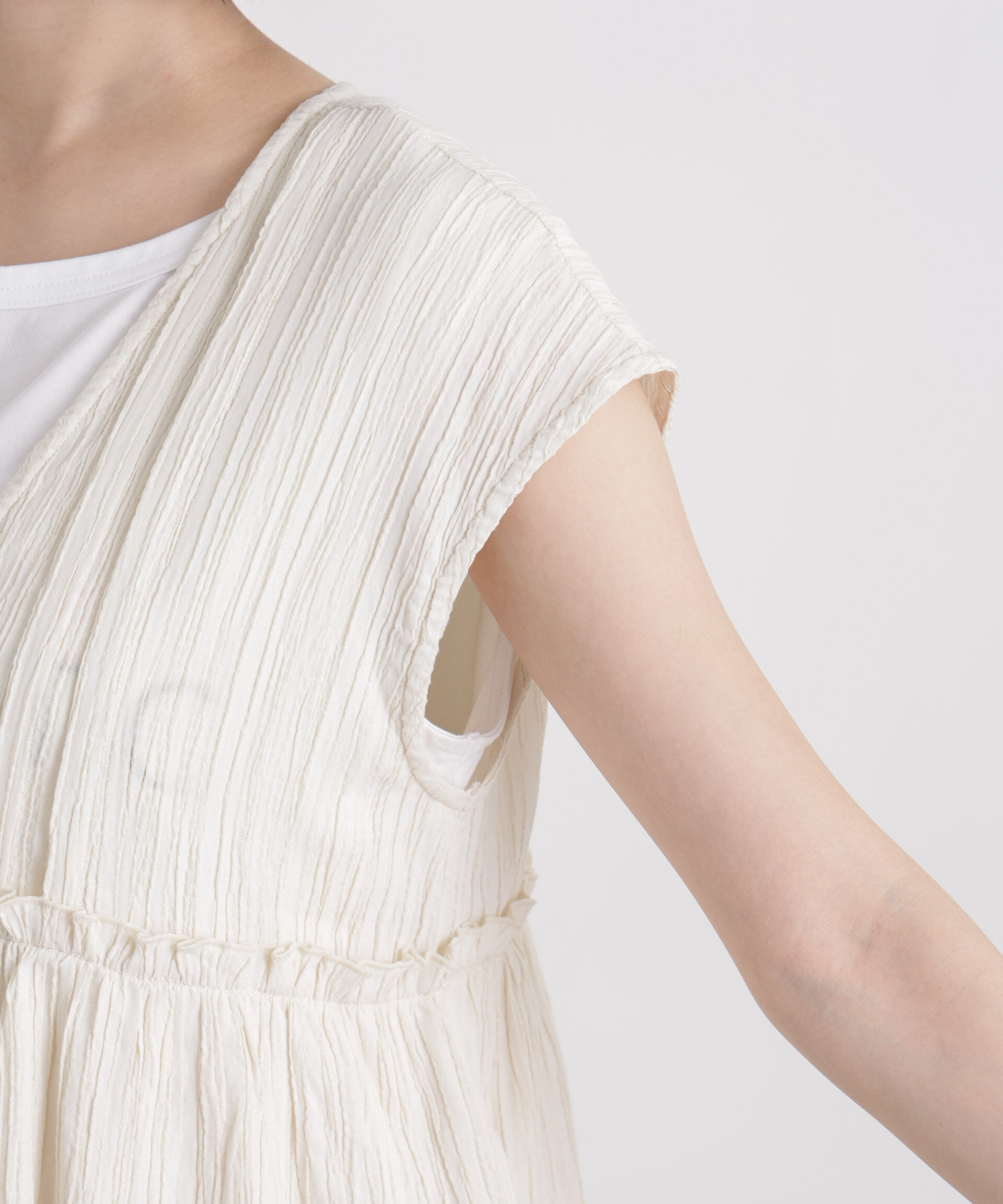 nano･universe「シャーリング楊柳ティアードフリルブラウス」|シャツ・ブラウス|