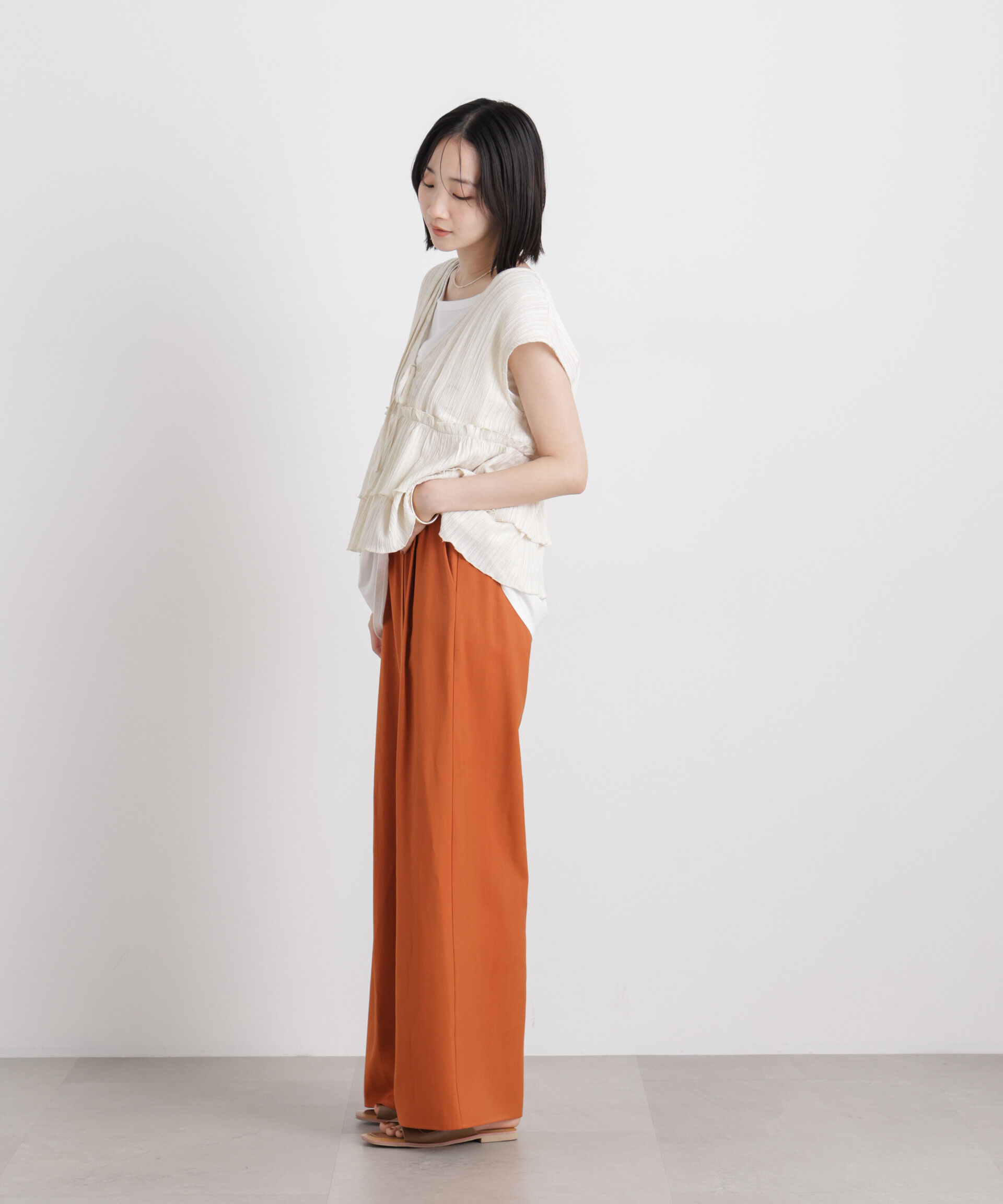 nano･universe「シャーリング楊柳ティアードフリルブラウス」|シャツ・ブラウス|