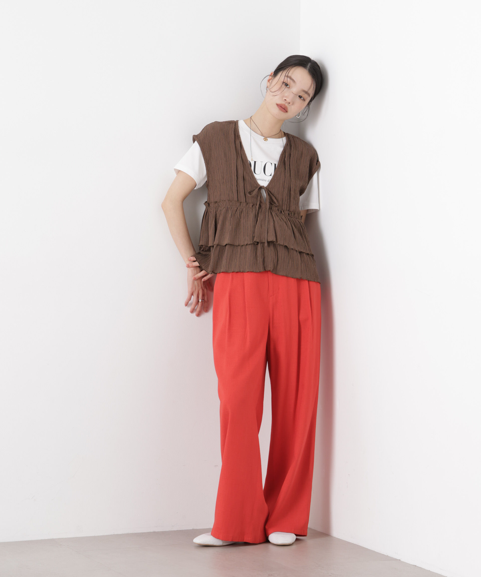 nano･universe「シャーリング楊柳ティアードフリルブラウス」|シャツ・ブラウス|