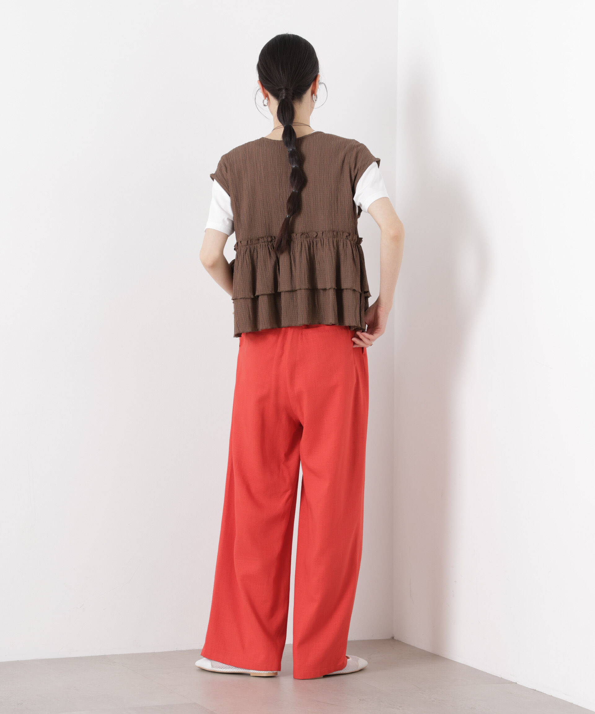 nano･universe「シャーリング楊柳ティアードフリルブラウス」|シャツ・ブラウス|