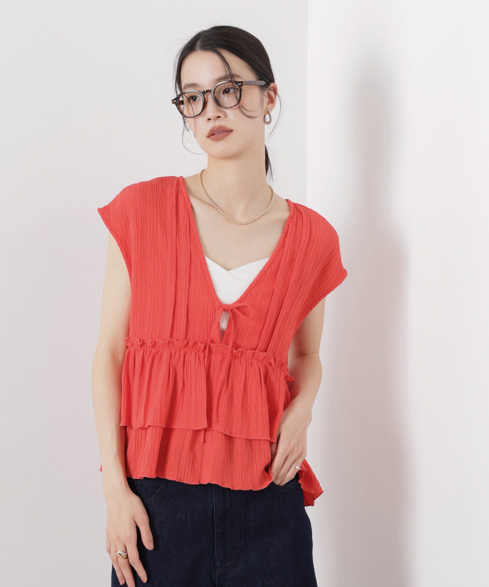 nano･universe「シャーリング楊柳ティアードフリルブラウス」|シャツ・ブラウス|シュアカ7