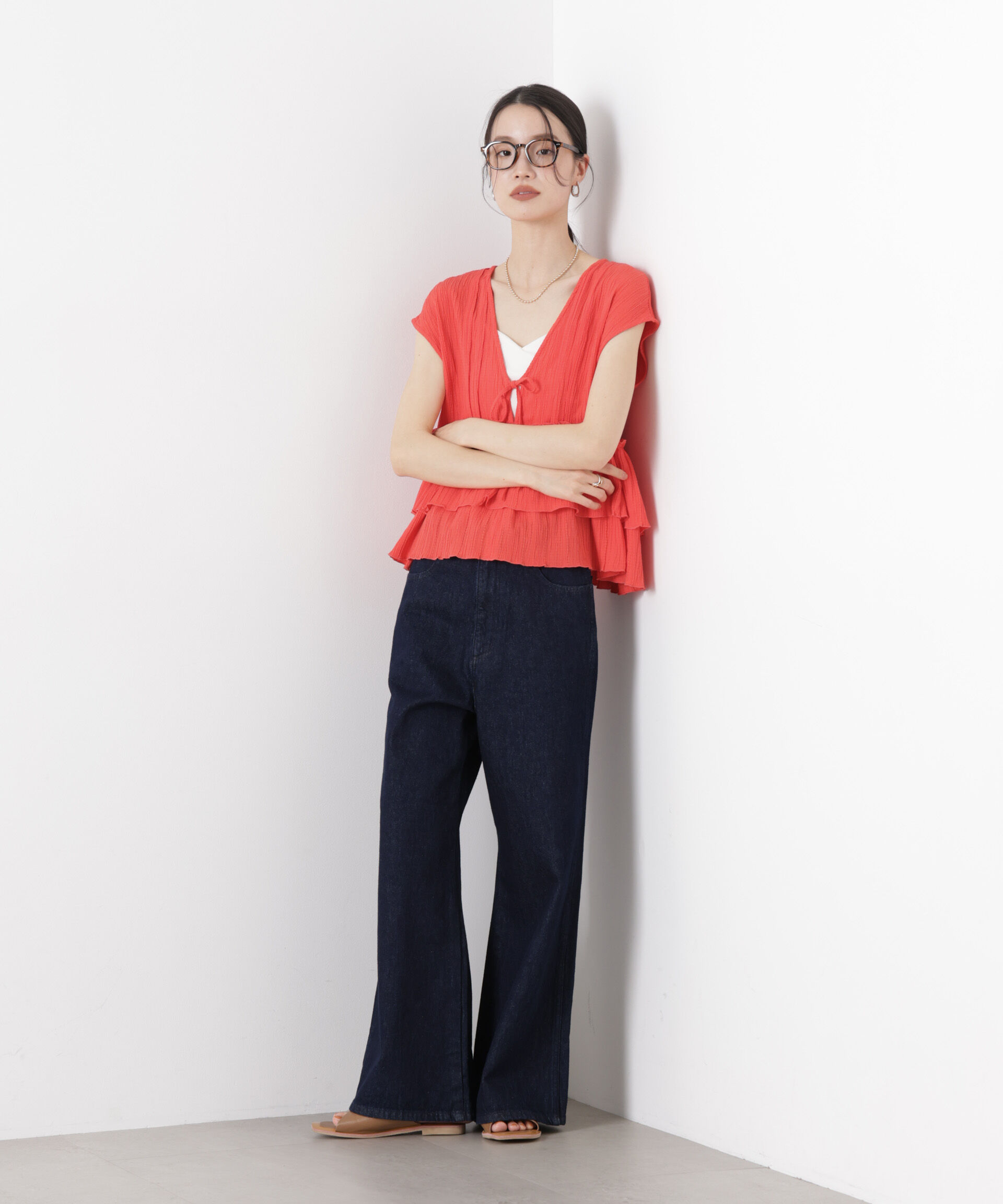 nano･universe「シャーリング楊柳ティアードフリルブラウス」|シャツ・ブラウス|