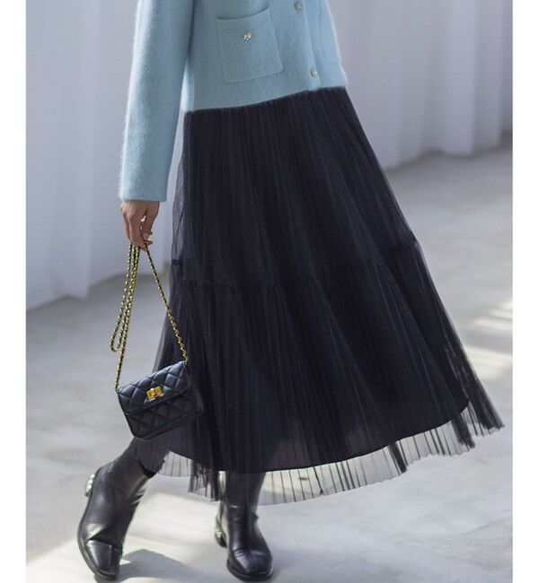 組曲「ラメチュールプリーツ スカート」|スカート|ブラック系