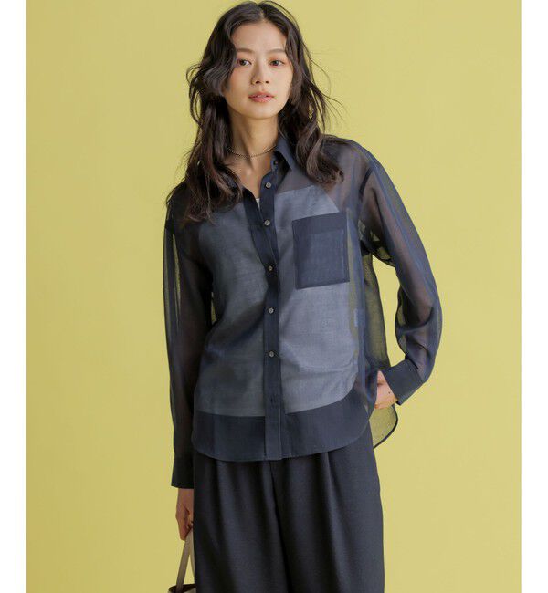 組曲「エアリーボイルシアー シャツ」|シャツ・ブラウス|ネイビー系