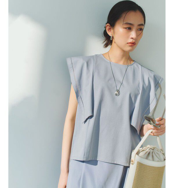 組曲「プレーティング天竺 フレアスリーブカットソー」|Tシャツ・カットソー|