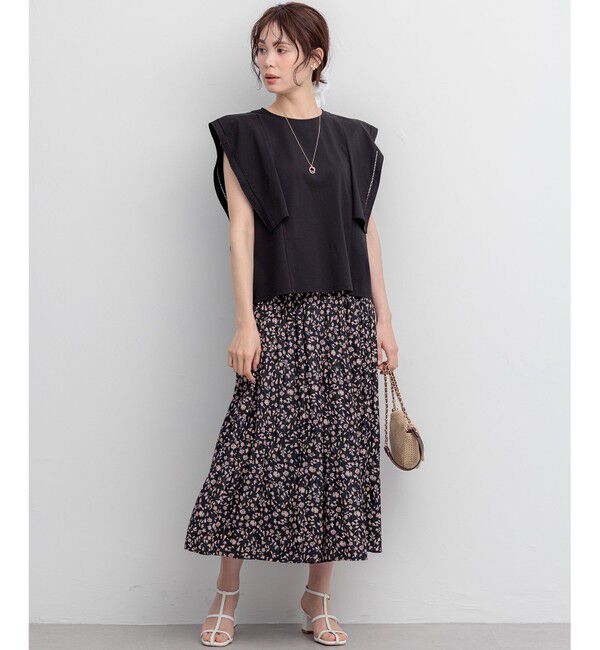 組曲「プレーティング天竺 フレアスリーブカットソー」|Tシャツ・カットソー|