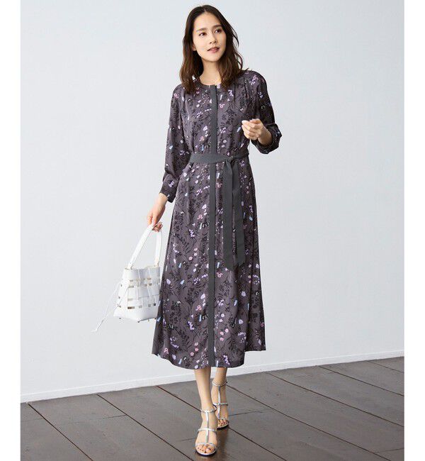 自由区「【WEB&一部店舗限定・新色追加・定番人気・着用動画あり】ハーバルフロープリント8分袖 ワンピース」|ワンピース|