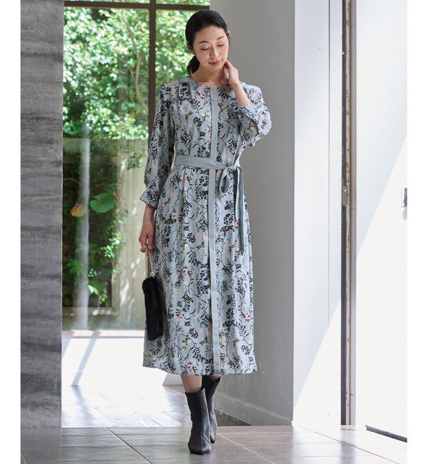 自由区「【WEB&一部店舗限定・新色追加・定番人気・着用動画あり】ハーバルフロープリント8分袖 ワンピース」|ワンピース|