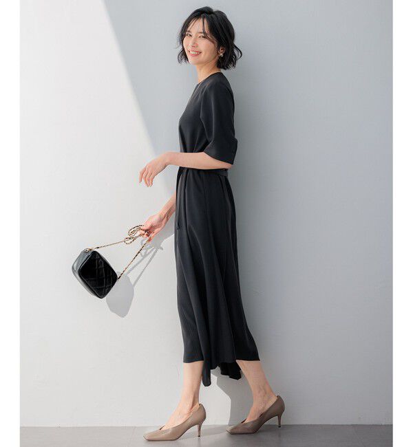 23区「【撥水加工/洗える】キューティクルストレッチツイル イレギュラーヘム ワンピース」|ワンピース|