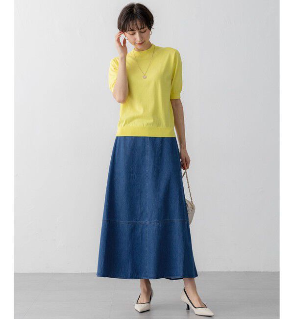 23区「【Oggi5月号掲載/洗える】プレミアムビオコットン 半袖 ニット」|ニット・セーター|