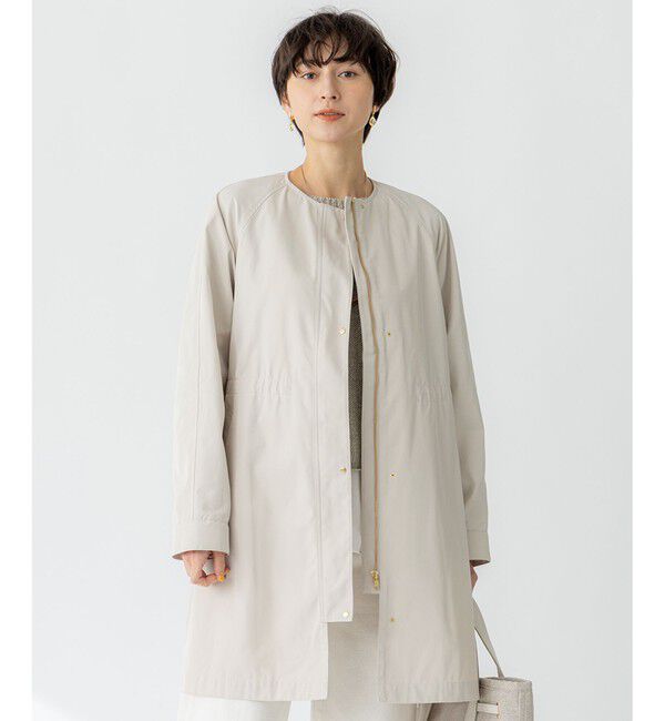 23区「【撥水加工】ライトツイル ノーカラーコート」|ノーカラーコート|ベージュ系