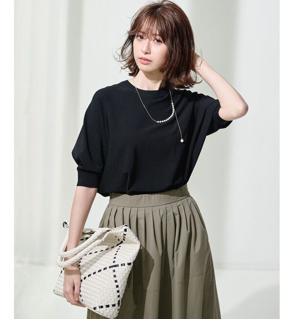 23区「【洗える】レーヨンポリエステルストレッチ ドルマン ニット」|ニット・セーター|ブラック系