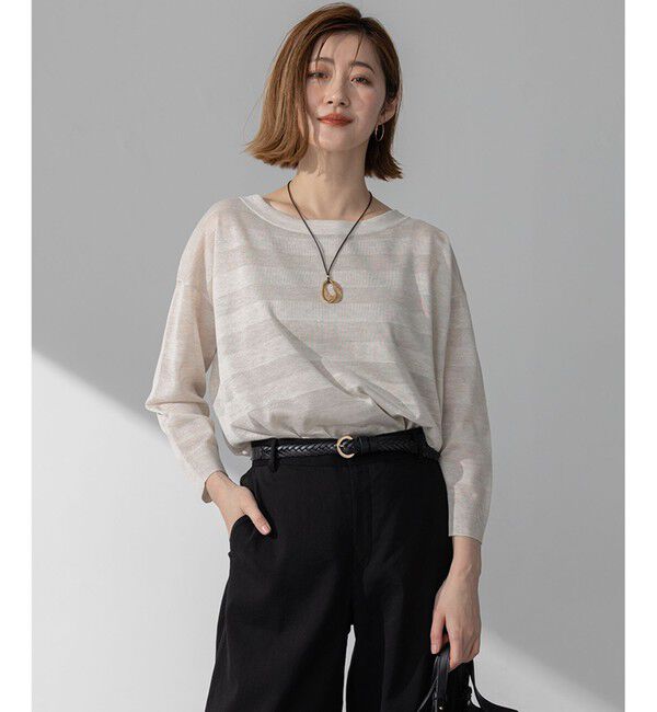 23区「【洗える】シャイニーシアー ボートネック ニット」|ニット・セーター|ｱｲﾎﾞﾘｰ