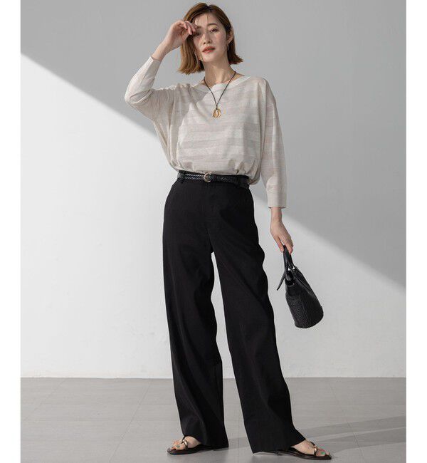 23区「【洗える】シャイニーシアー ボートネック ニット」|ニット・セーター|