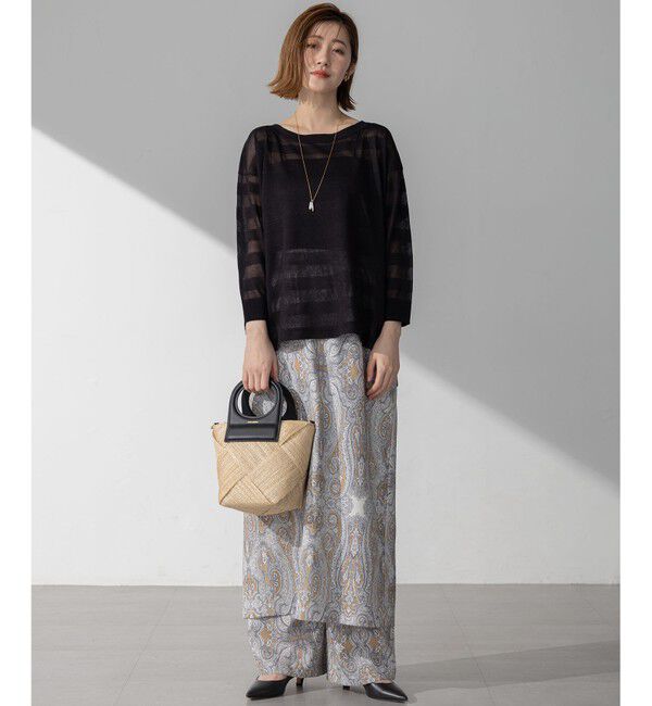 23区「【洗える】シャイニーシアー ボートネック ニット」|ニット・セーター|