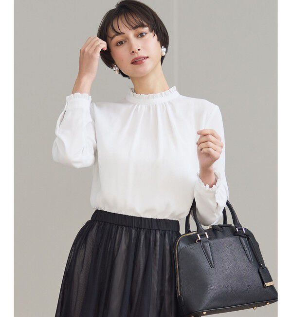 23区「【VERY掲載】バックサテンアムンゼン フリルデザインシャツ」|シャツ・ブラウス|ホワイト系