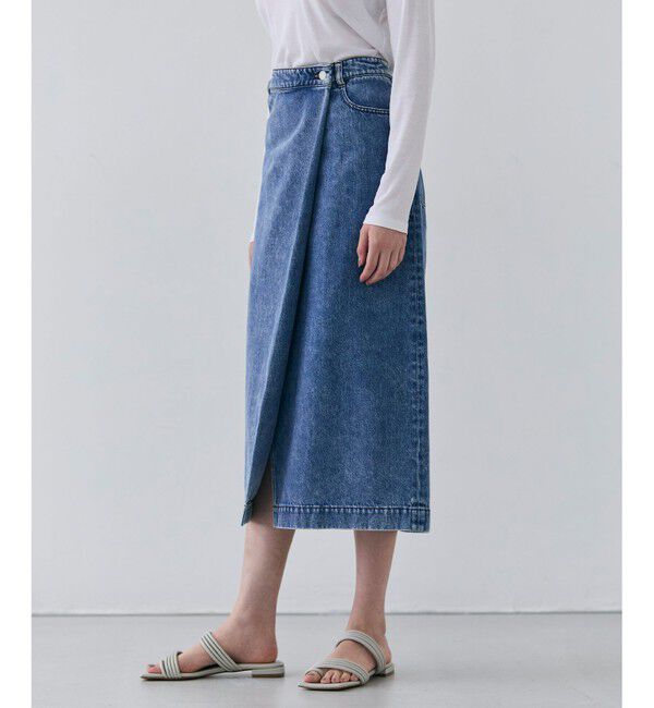 BEIGE,「【洗える・VERY 6月号掲載】FICUS / デニムラップスカート」|スカート|Light Indigo