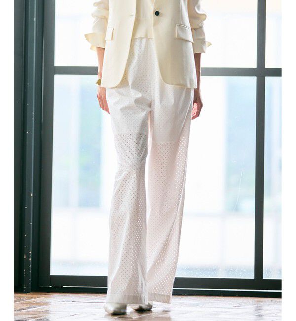 BEIGE,「【洗える】PICCOLO / パンチングドットイージーワイドパンツ」|その他|White