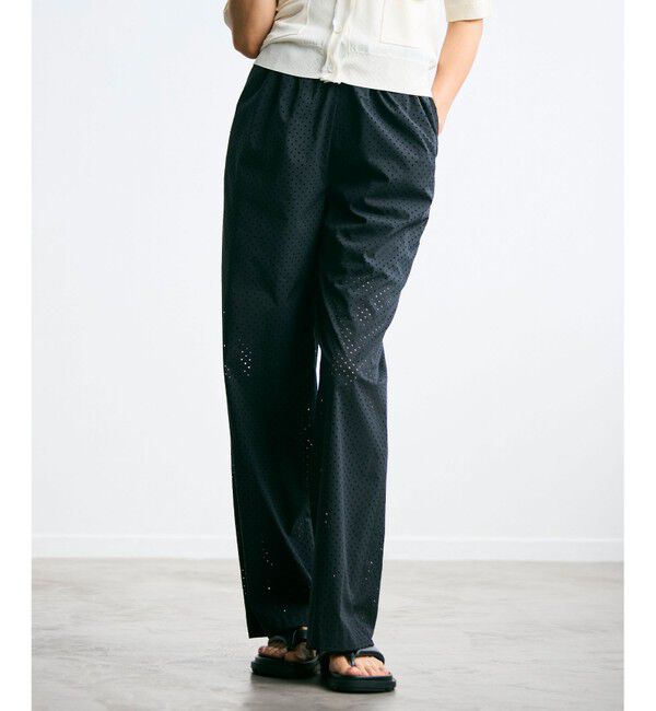 BEIGE,「【洗える】PICCOLO / パンチングドットイージーワイドパンツ」|その他|Black