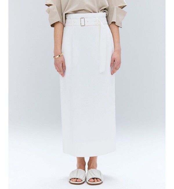 BEIGE,「【洗える・Oggi ８月号掲載】NAVIGLIO / ベルト付きハイウエストデニムスカート」|スカート|White