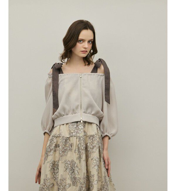 GRACE CONTINENTAL「カラミ2wayジャケット」|ノーカラージャケット|ベージュ