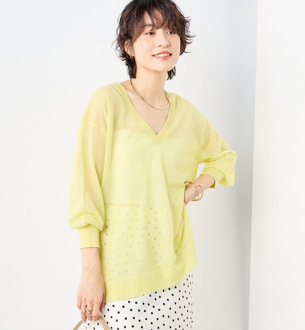 NOLLEY'S sophi「麻混シアーVネックプルオーバーニット」|ニット・セーター|