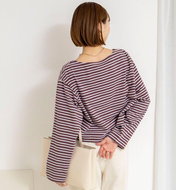 NOLLEY'S「【nolnol/ノルノル】ウォッシャブルシルケットボーダーショートT」|Tシャツ・カットソー|