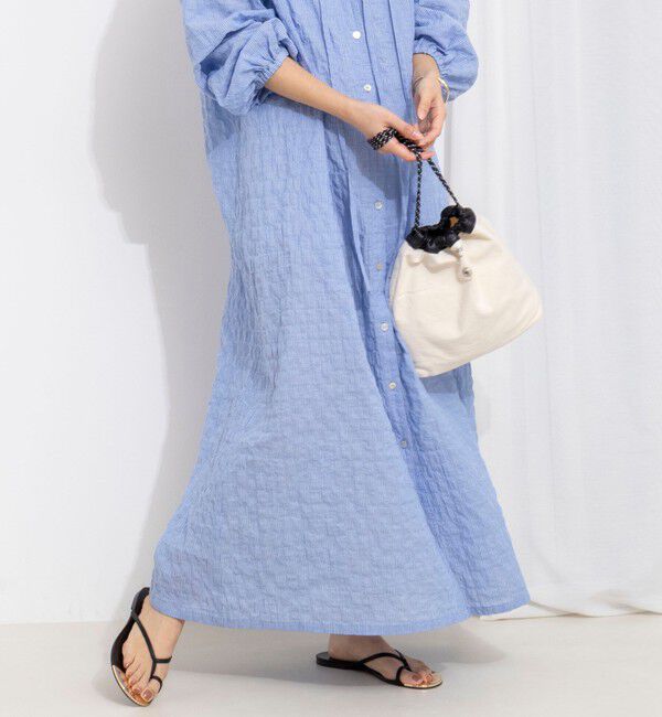 NOLLEY'S「ウォッシャブルシャーリングストライプ2WAYギャザーワンピース」|ワンピース|