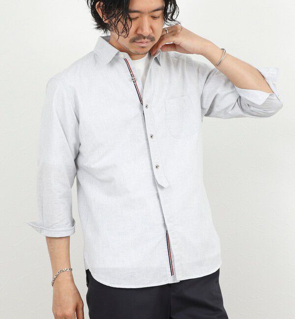 NOLLEY'S goodman「綿麻パラシュートボタン7分袖シャツ 26SS」|シャツ・ブラウス|オフホワイト